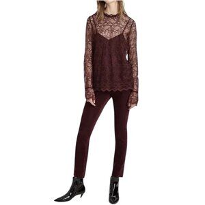 NWT Theory Dark Currant Wine Burgundy Lace Blouse w/Separate Camisole Reg. $315